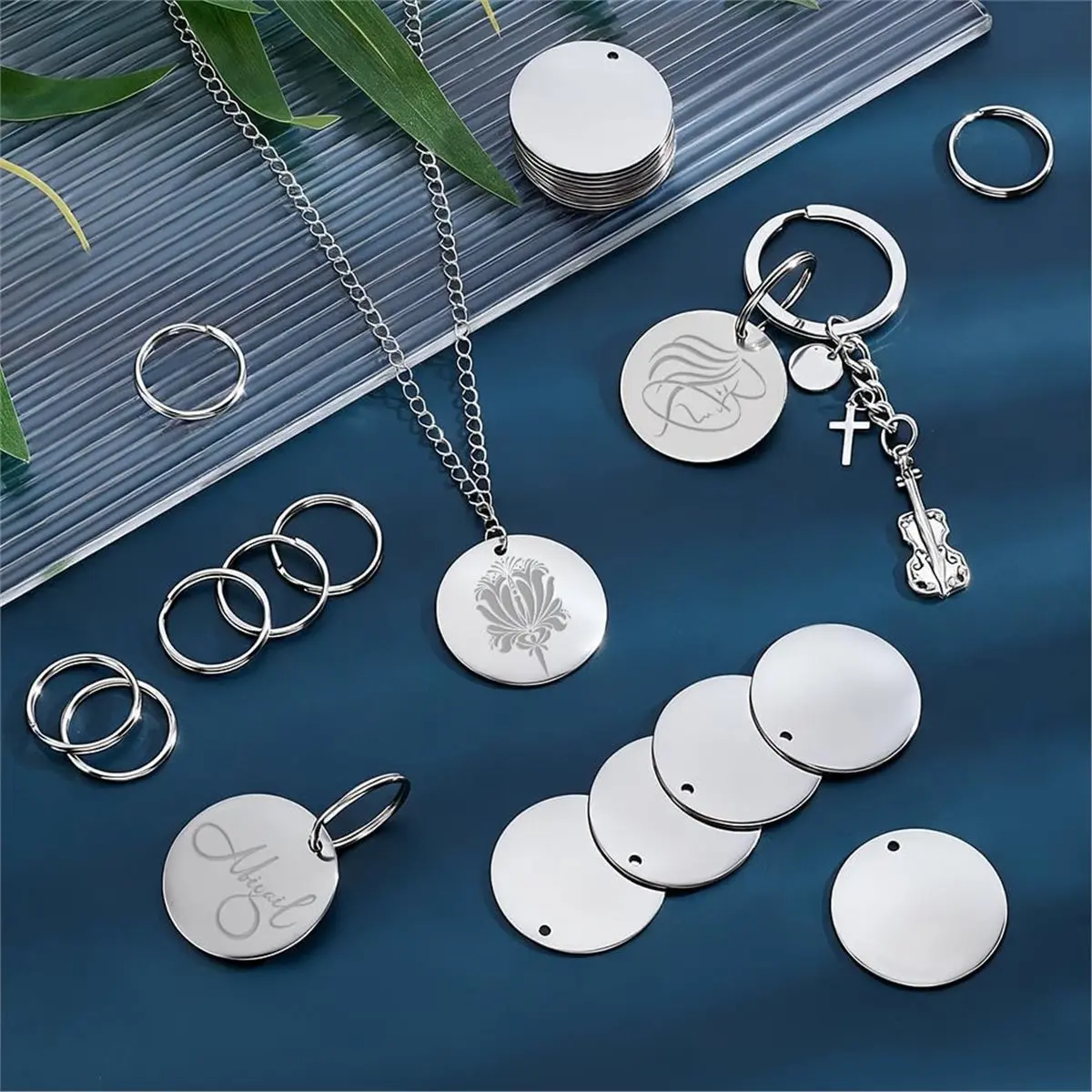 【STABLE QUALITY】150 Pcs Stainless Steel Blank Dog Tags, 1.2 Inch Engraving Tags for Pet ID, Jewelry Making,Keychain Accessories,