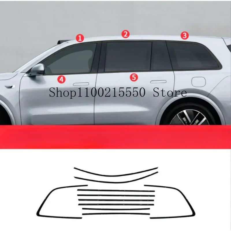 For Li Lixiang L6 L7 L8 L9 2022-2024 Car Styling Window Trim Strip Blackening Modification Black Samurai Decoration Accessories