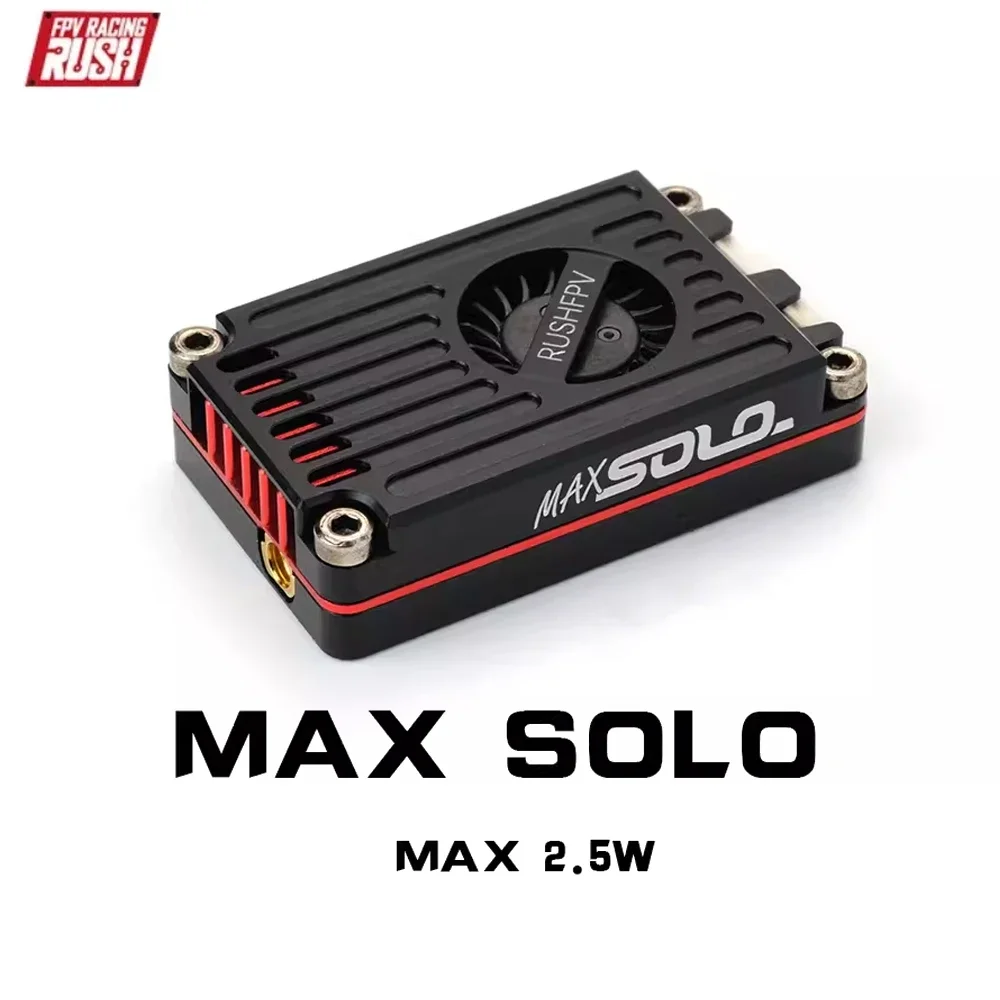 RUSH TANK MAX SOLO 5.8GHz 2.5W 48CH VTX เครื่องส่งสัญญาณวิดีโอพัดลมระบายความร้อน CNC SHELL สําหรับ RC FPV ยาว FIXED-Wing