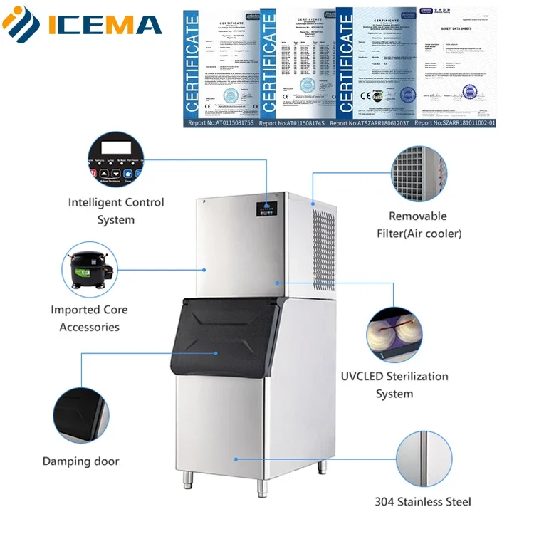 ICEMA 36kg~1000kg Ice making machines Commercial Ice cube making machine for hotel and restaurant