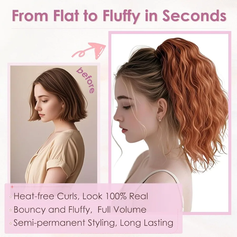 مخلب كليب ذيل حصان تمديد قصير أوبورن مجعد شعر مموج للنساء 12 بوصة قطعة شعر فو وهمية مشبك انتزاع صغير في ذيول حصان H