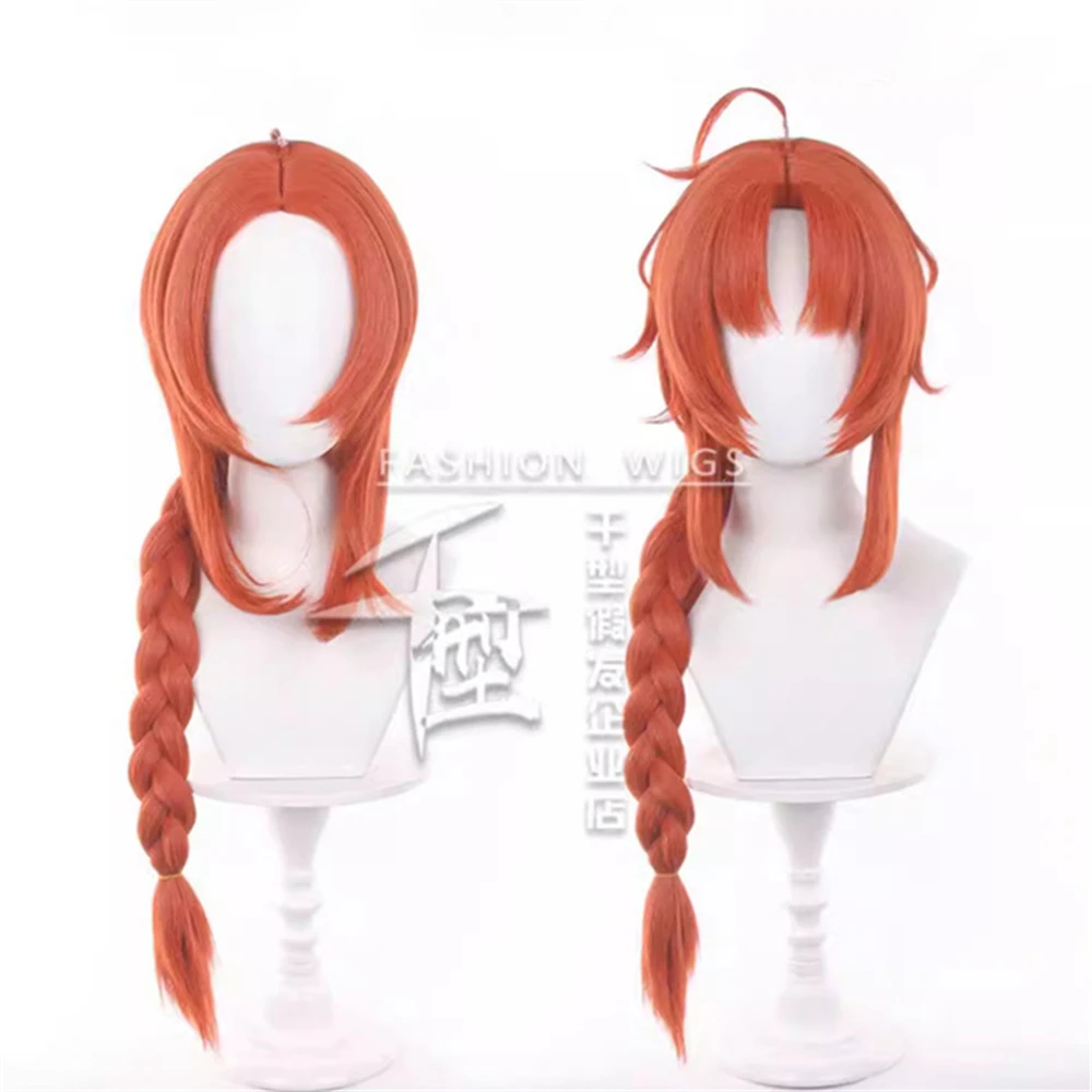 Anime Kamui Cosplay Wig 29.53in Orange Braid Synthetic Hair for Men Women Halloween Party Christmas Costume Accessory