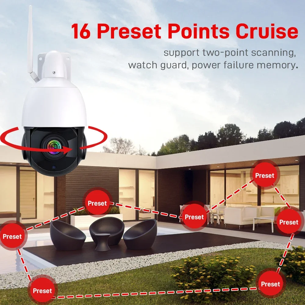 PTZ IPカメラ WiFi 8MP 4K 50倍ズーム CCTV 屋外 人感アラーム Onvif スピードドームカメラ 150M IR距離監視カメラ iCSeeアプリ対応