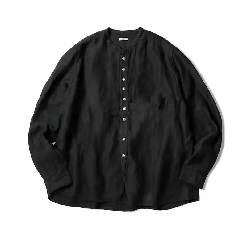 

KAPITAL Hirata Kazuhiro Style 24AW Silver Button Cotton Linen Long Sleeved Casual Shirt for Men Jacket
