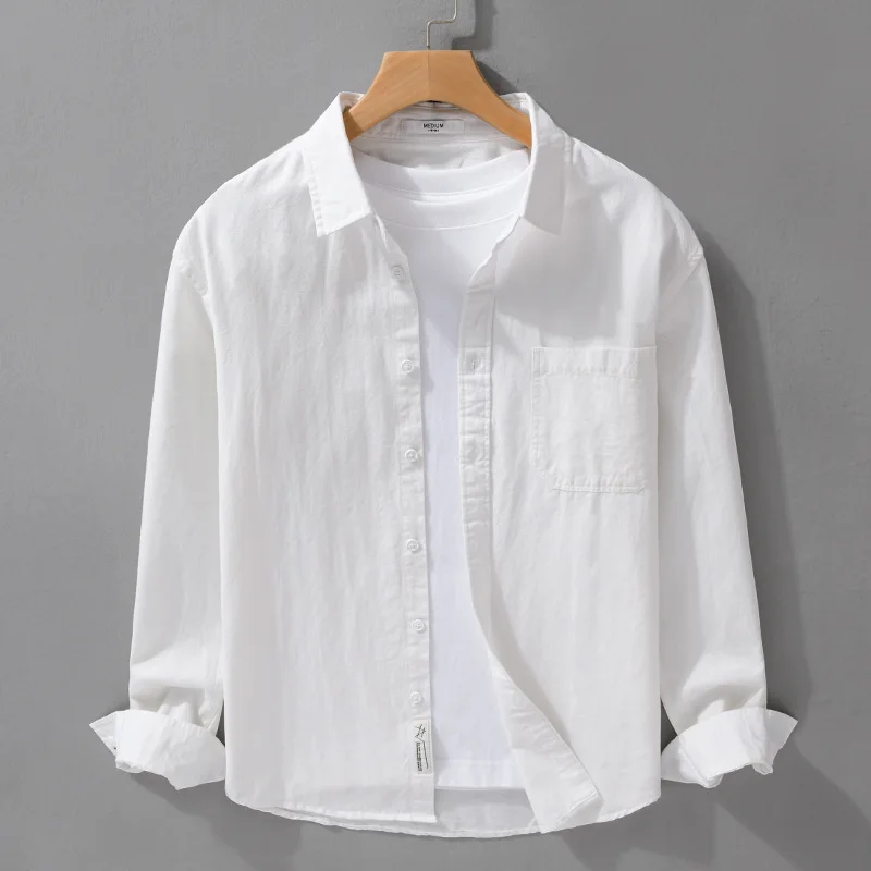 

Mens Casual Long Sleeve Shirt Spring Autumn Fashion 100% Cotton Simple Versatile Comfortable Breathable Daily Youth Tops Male