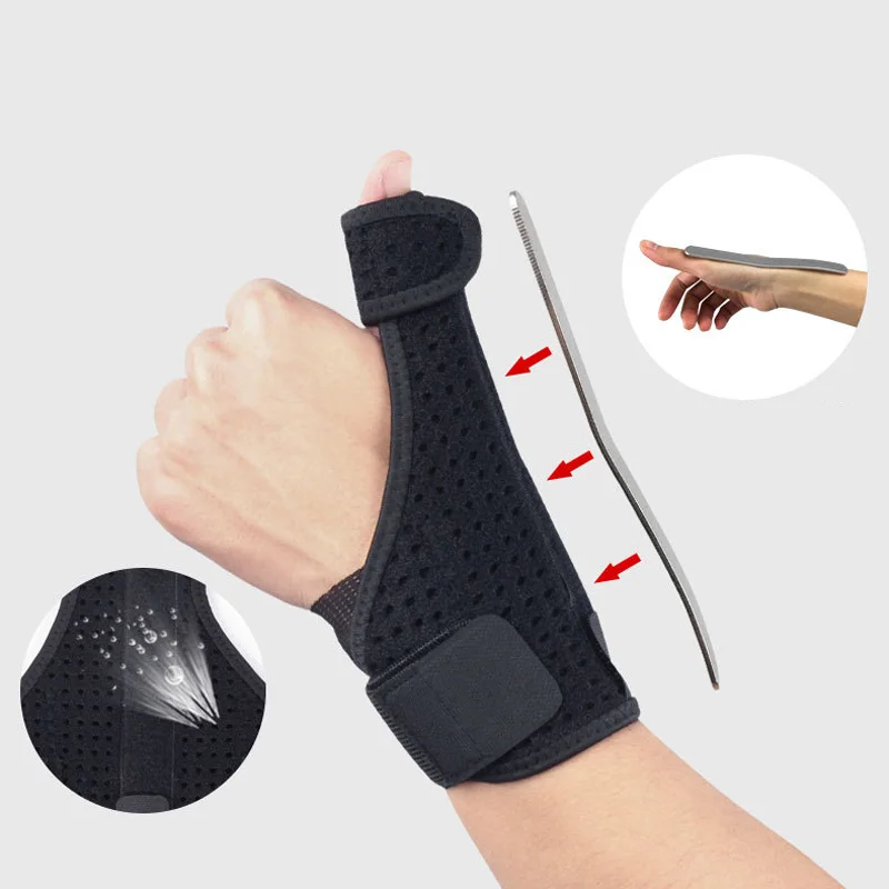 Wrist Sprain Brace Hands Support Finger Holder Adjustable Wrist Thumb Protectors with Removable Steel Guard Finger Splint