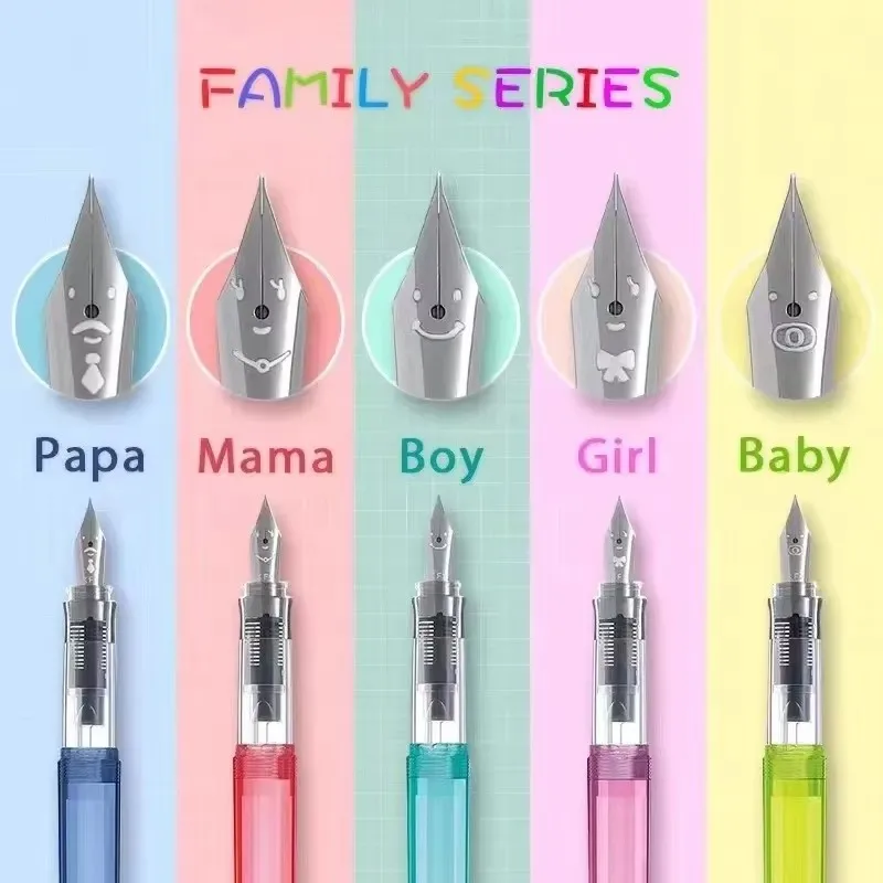 

Baile Exclusive Pen trasparente Colorful Family Series penna viso sorridente studente scrittura pratica penna a inchiostro penne