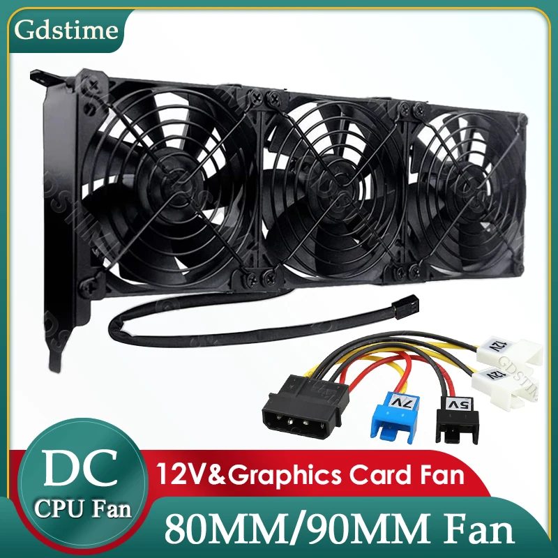 Gdstime พัดลม PC DC 12V พัดลม GPU 80 มม.92 มม.Dual Ball พัดลมระบายความร้อน 8025 DIY Assembly คอมพิวเตอร์ Cooler สําหรับการ์ดวิดีโอและ CPU Cooling