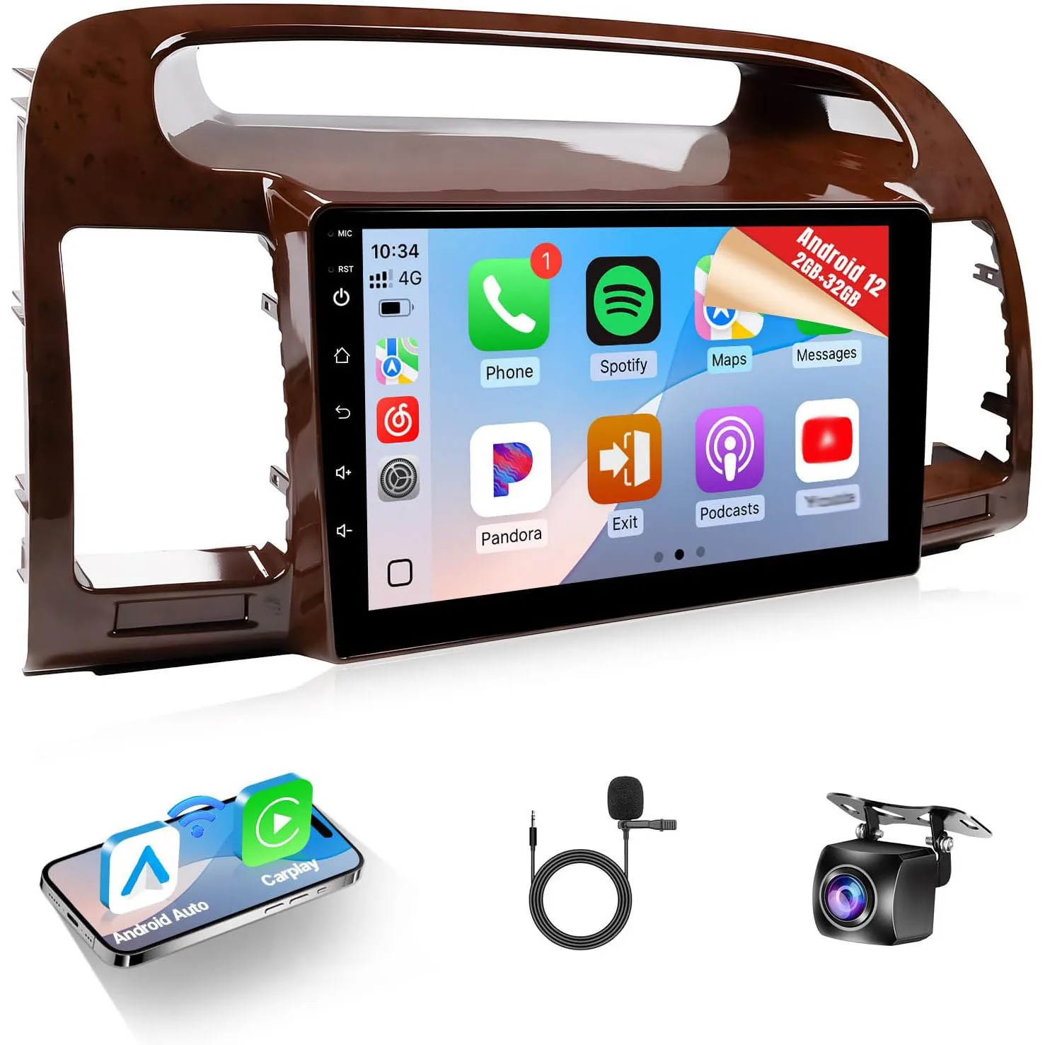 8Core Android 12 Car Radio for Toyota Camry 2002-2006 Stereo Upgrade(Fit J.B.L & Large Screen) CarPlay Android Auto Bluetooth