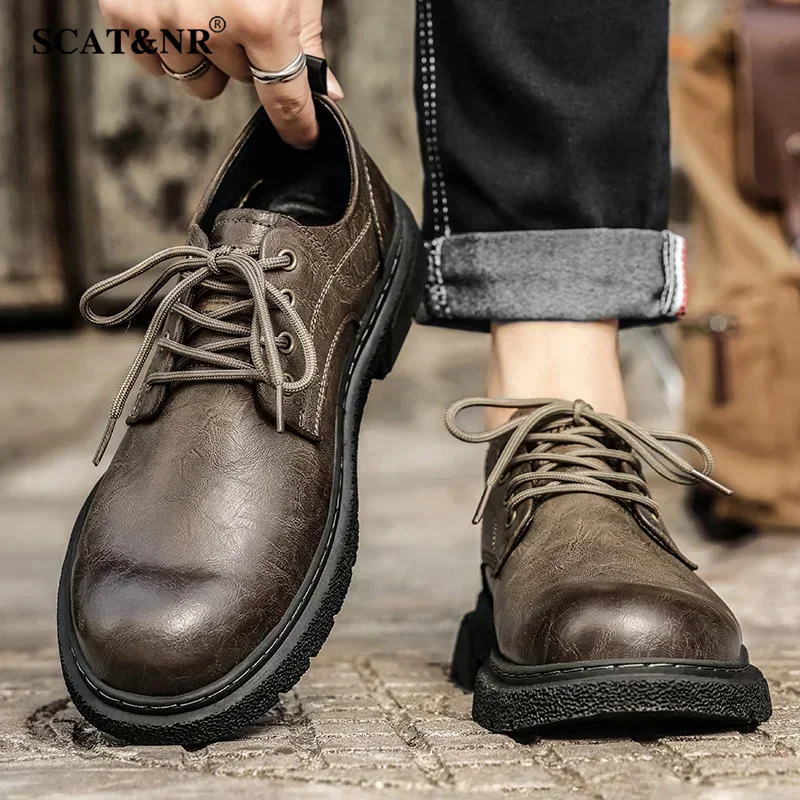 

Designer high quality genuine leather casual shoes for men lace up outdoor Oxford jogging shoes daily commute