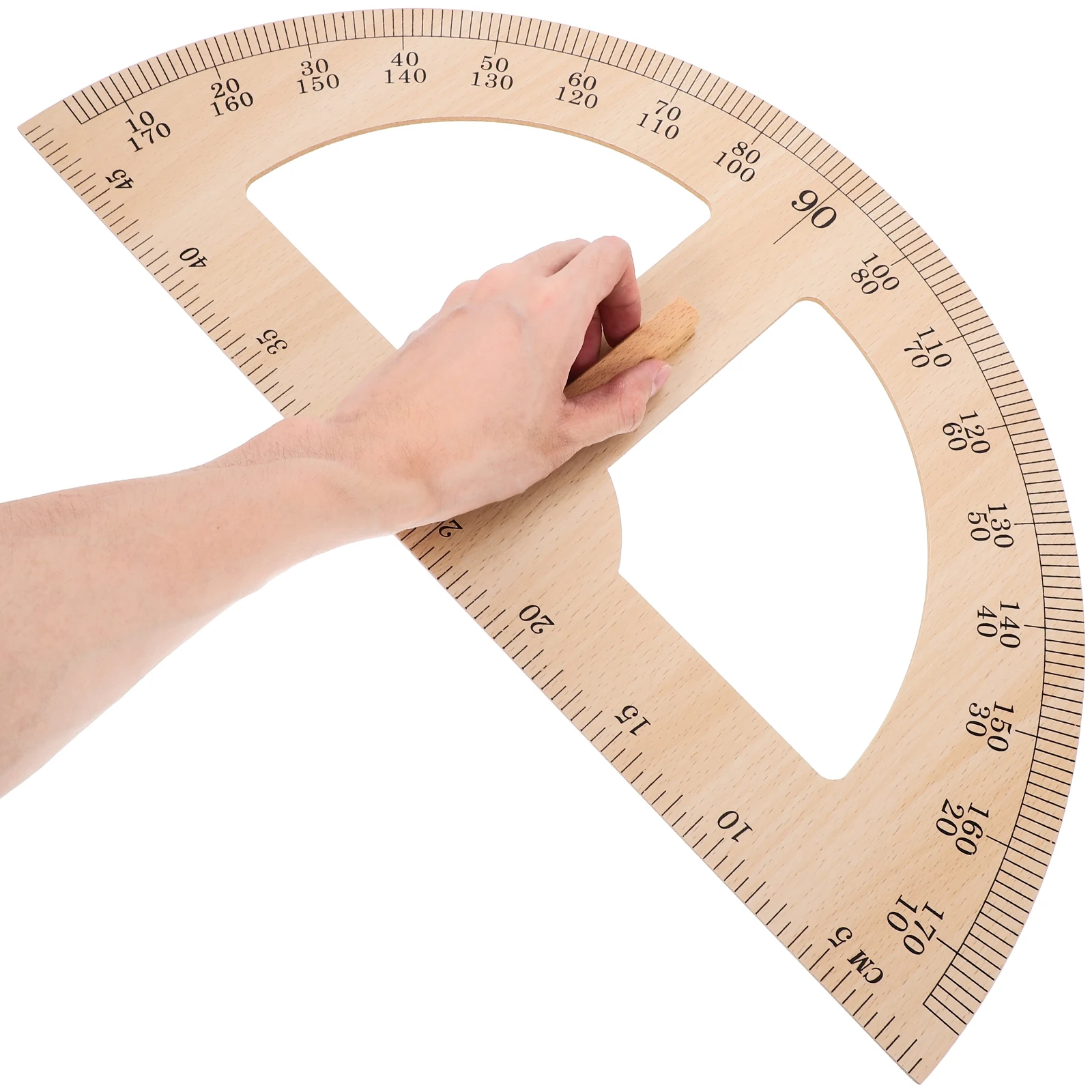 Wooden Protractor Teaching Aids Large Scale Drawing Instrument For Classroom Ruler Reusable Wood Measuring Gauge Tool