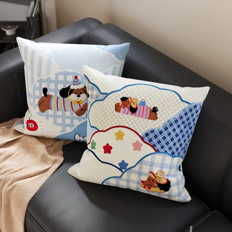 Cute Cartoon Pillow Soft Square Sofa Pillow Core Removable Washable Living Room Bedroom Guest House Decorative Cushion