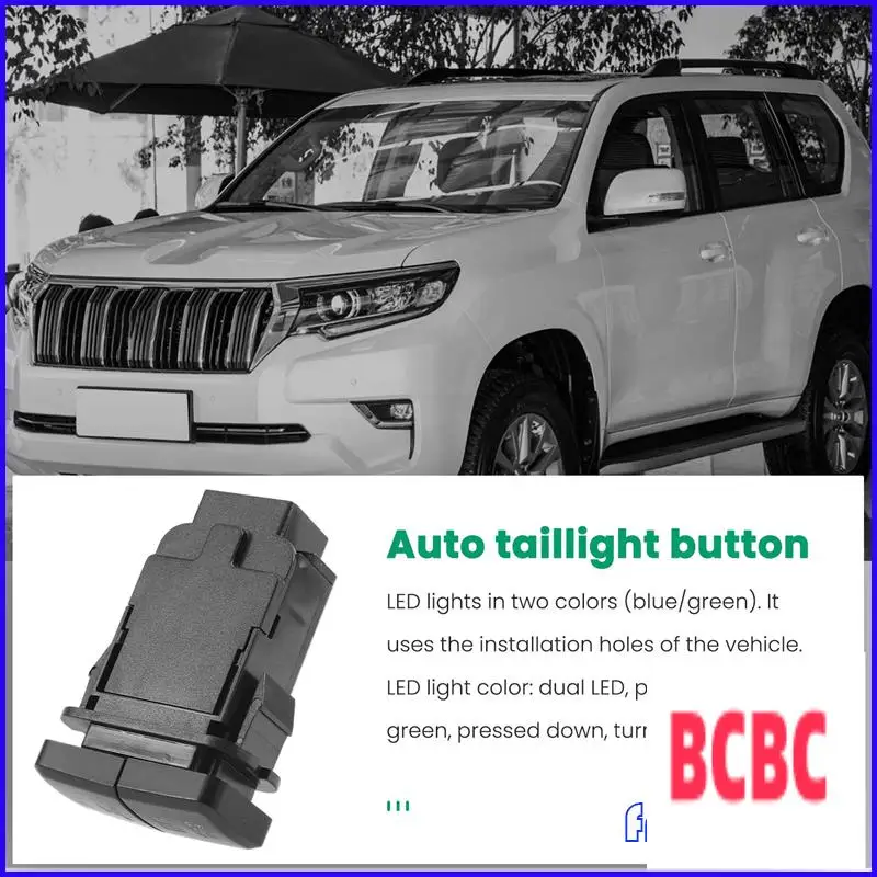 BB-12V voiture double barre lumineuse LED bleu/vert bouton de commutation marche-arrêt pour Toyota Prado Reiz Hilux Landcruiser bouton lumineux