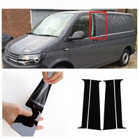 4Pcs Pillar Posts Cover For VW T5/T6 2008-2020 2021 Window Door Side Trim Cover Sticker Glossy Black Car Decoration Accessory