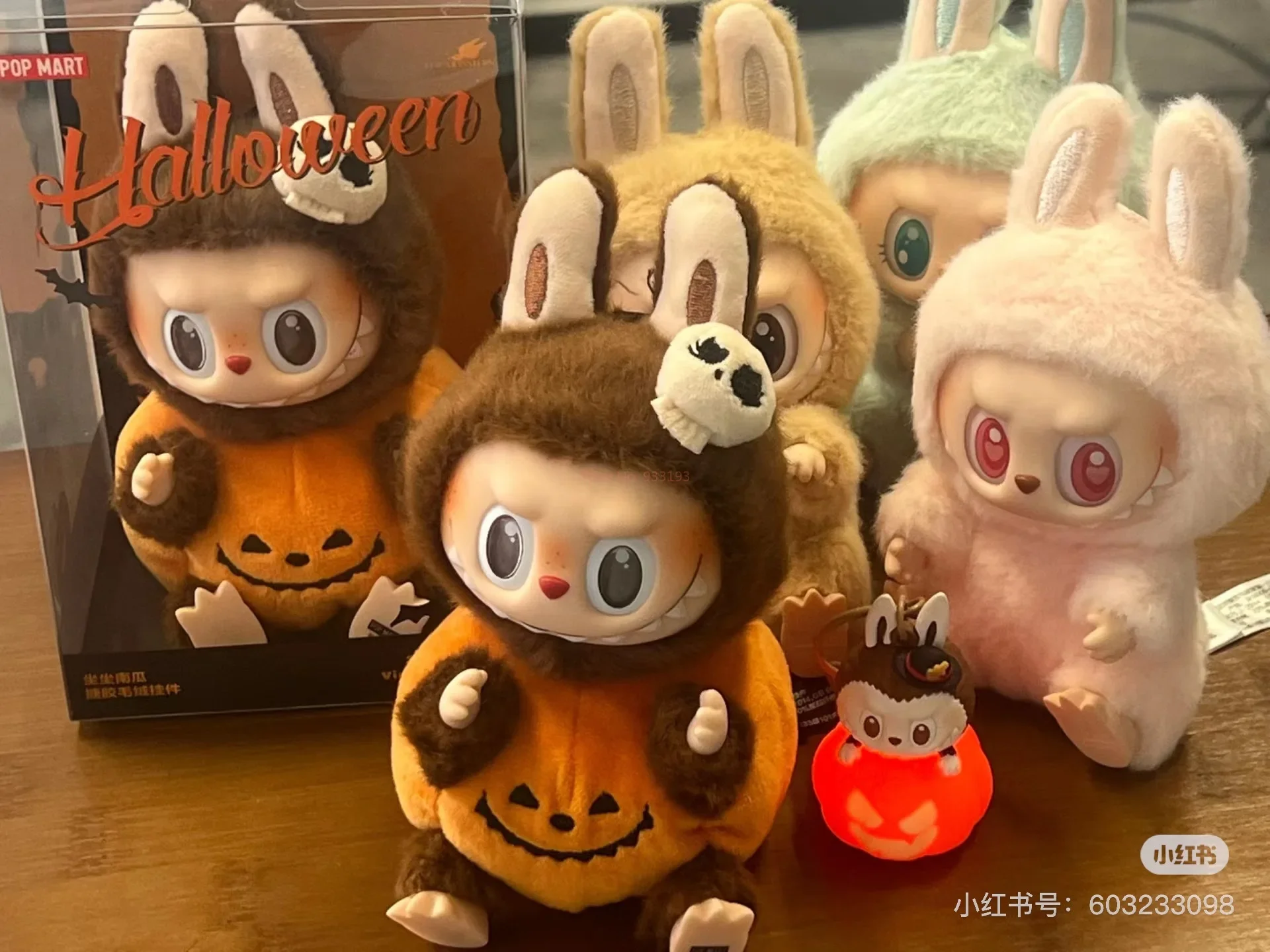 Pop Mart Labubu Hallowween Party Series 1:1 Replica Sitting Pumpkin Vinyl Plush Pendent Pendant Desktop Ornaments Collection