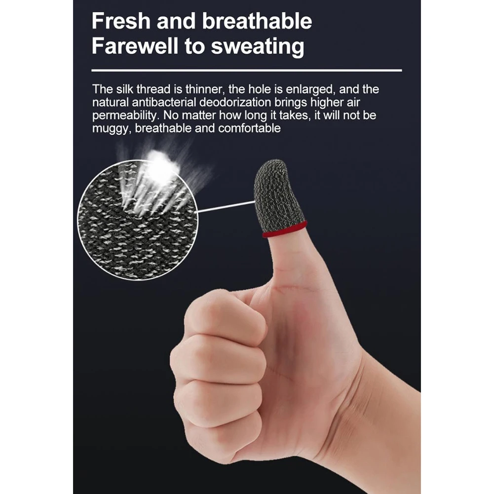 & AT27  10PCS Gaming Finger Superconducting Electric Fibre 28 Knitted Sleeve Breathable Fingertips for Mobile Games