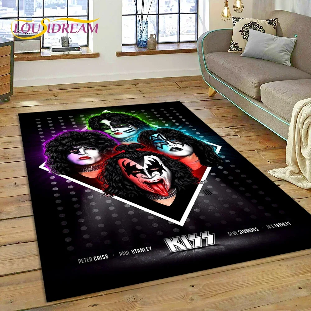 3D Kiss Rock Heavy Metal Band Carpet Rug for Bedroom Living Room Home Sofa Decoration,Child Game Large Decor Floor Mat Gift