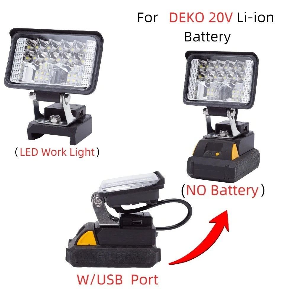 Светодиодный рабочий фонарь для фонарей DEKO с литий-ионным аккумулятором 20 В и USB-портом Портативная уличная лампа аварийной ситуации (БЕЗ батареи) Светодиодный рабочий фонарь для фонарей DEKO с литий-ионным аккумулятором 20 В и USB-портом Портативная уличная лампа аварийной ситуации (БЕЗ батареи)