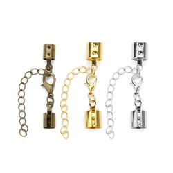 10set/lot 3-8mm Cord Clips End Caps With Lobster Clasp Extending Chain Fit Leather Cord Connectors DIY Jewelry Making Finding