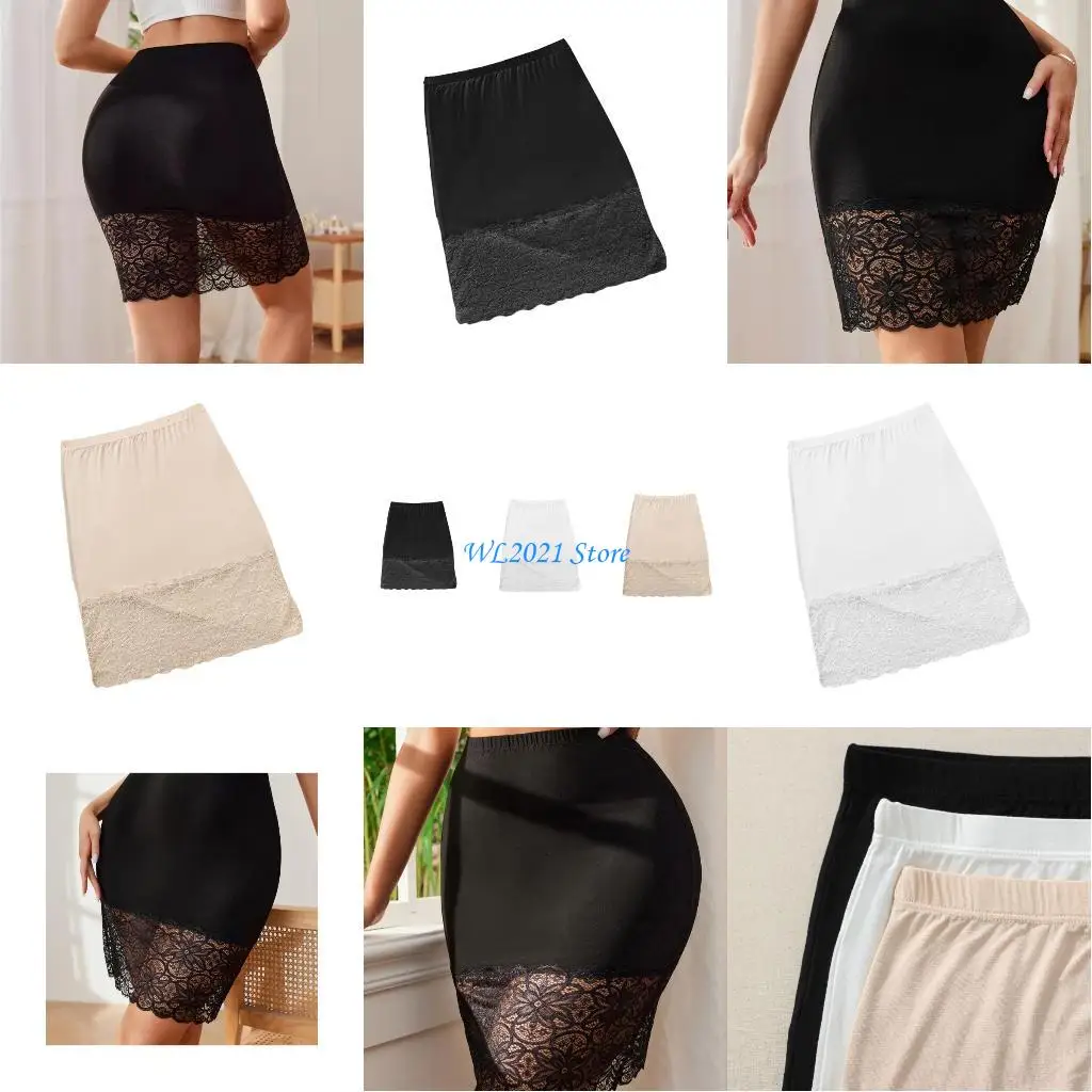 

G5GC Lace Slip Skirt for Women Lightweight and Breathable Underskirt Elegant Lace Trim for Parties Office or Casual Wear
