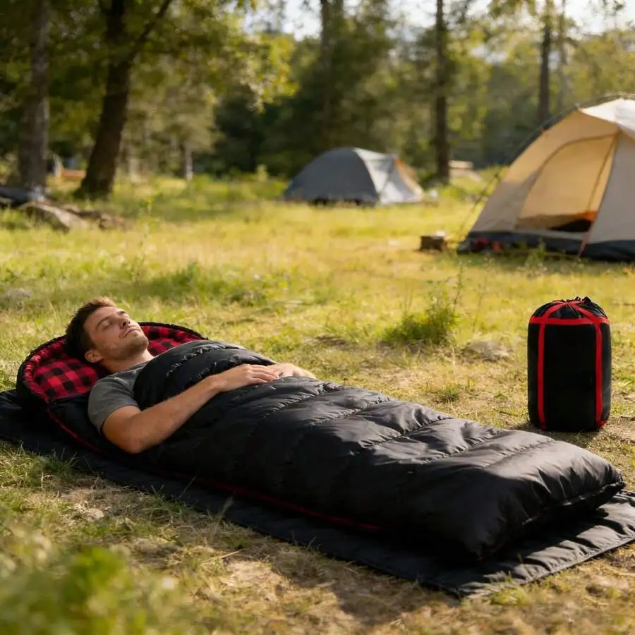 Outdoor Single Sleeping Bag, Camping Sleeping Bag, Insulated With Synthetic Fibers, Zipper Closure, Suitable For Adults In All F