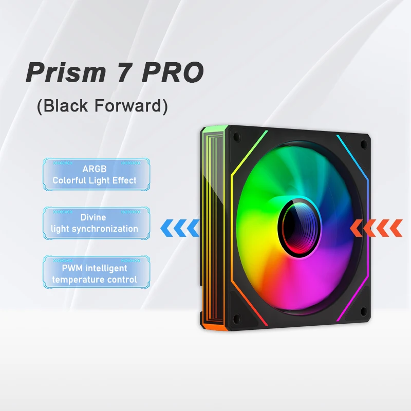 パワートレイン PRISM 7 PRO コンピューターケースファン 120mm ARGB シャーシファン 12V 4ピン PWM 大風量 リバースCPU冷却ファン