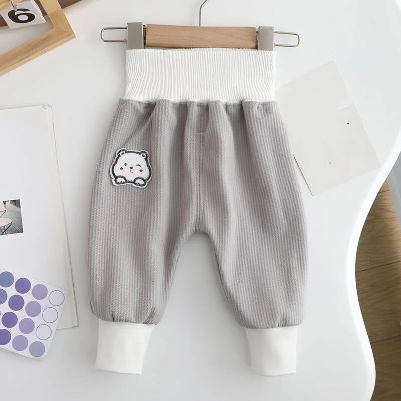 

Boys Girls Autumn Winter Cute Leggings Pants Kid High Waist Trousers Solid Color Fleece Lined Thick Warm Loungewear Kids Clothes
