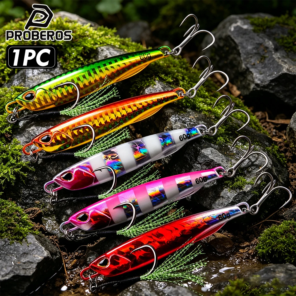 Proberos Fishing Lure 10g-60g Trolling Artificial Hard Bait Bass Casting Jigging Fish Lure Sinking Spoon Tackle Metal Jig