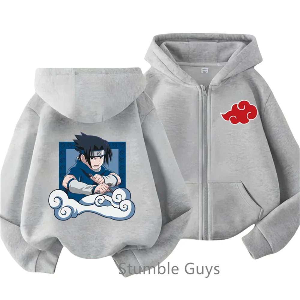 Anime Narutos Kids Zipper Hoodie Cartoon Print Autumn/Winter Long-sleeved Hooded Sweatshirt Casual Top for Boys and Girls