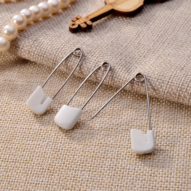 100pcs Heavy Duty Stainless Steel Diaper Pins - 2.1in/5.3cm Plastic Head Pins with Safe Locking Closures for Cloth Diapers