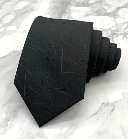 Black tie for male employees in the workplace, formal work attire for business ties, high-quality handcrafted tie with a width o