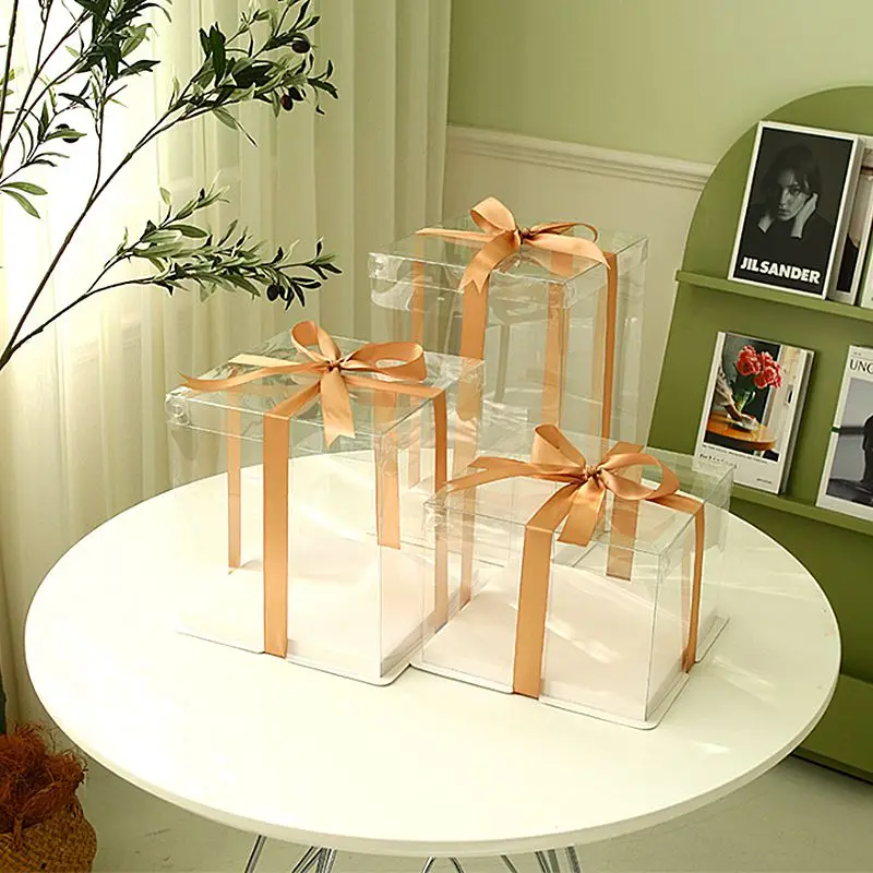 صندوق هدايا شفاف صندوق كعك بلاستيكي شفاف حاويات تخزين الحلوى الحلوى هدية الديكور حفل زفاف عيد ميلاد العرض