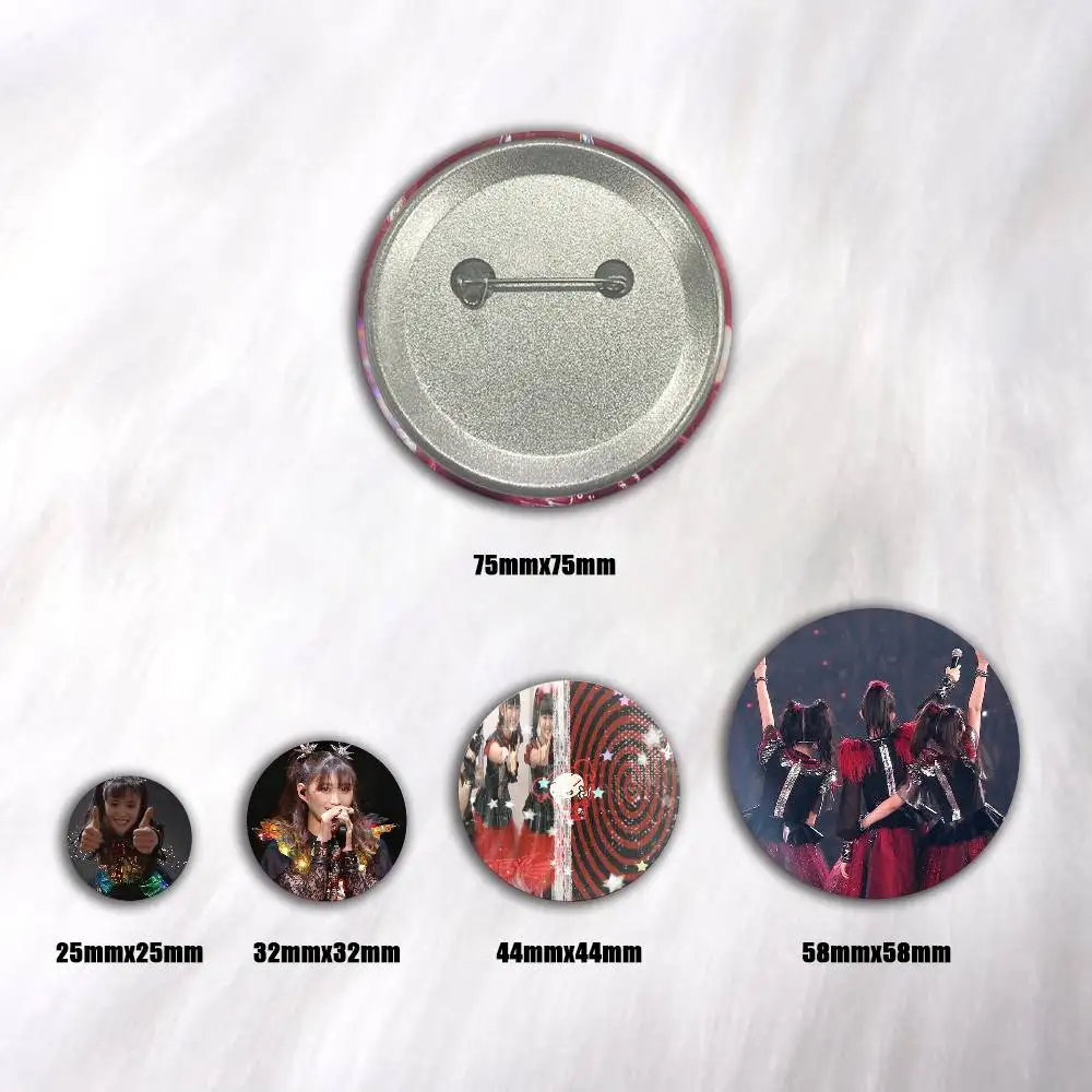 A-B-Babymetal Snap-in Pins Cartoon Character Round Creative Brooches For Backpack Accessories Jewelry Gifts