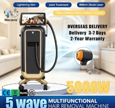 Mecavie 6000W Diode Laser Hair Removal Machine 6 Wavelengths 10 Bars FAC Collimation Sapphire Cooling Multi Language 2Y Warranty