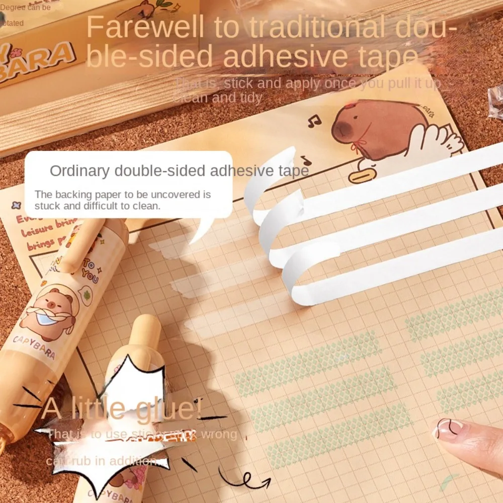 Stationery Capybara Press-On Dot Glue Multifunctional Adhesive Roller Cartoon Double-sided Tape Refillable Creative