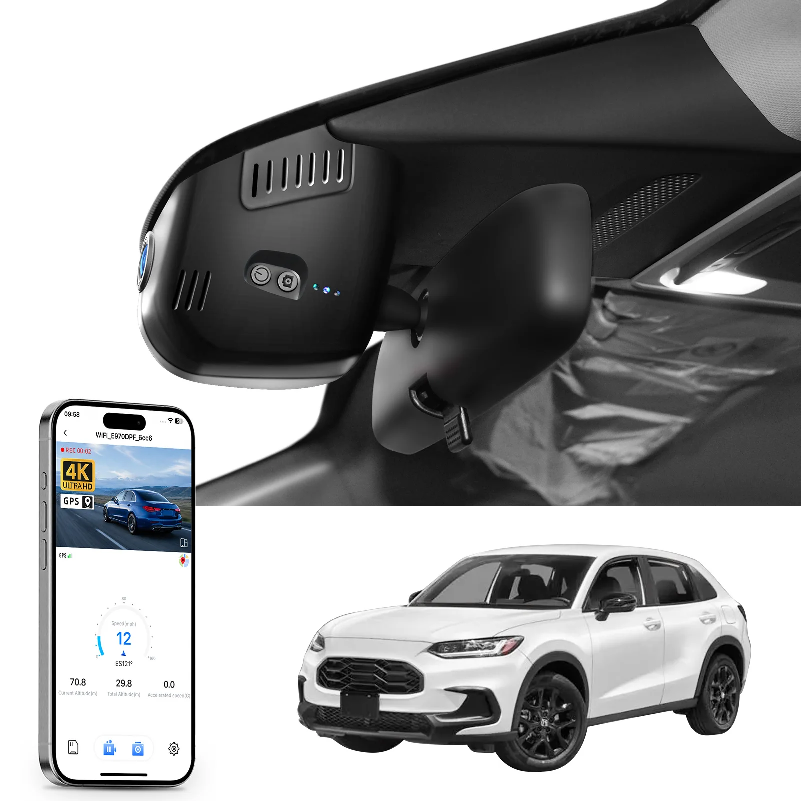 Mangoal STARVIS 2 4K 2160P WiFi & APP GPS Car DVR Camera For Honda HRV Gen2 RV &  Honda HRV Gen3 RU Dash Cam Plug and Play