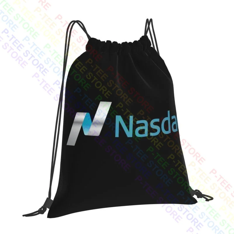 Nasdaq Logo Stock Market Investor Trader 01 Drawstring Bags Gym Bag Newest Art Print Lightweight Large Capacity