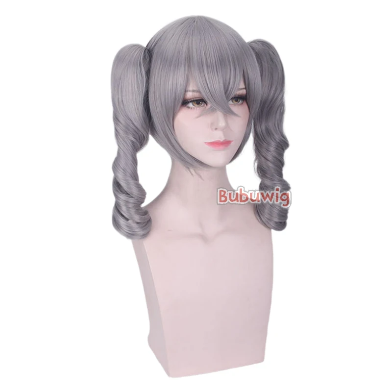 Bubuwig capelli sintetici Anime The Idol Master cenerentola Girl Kanzaki Ranko parrucche coda di cavallo parrucche Cosplay grigie ricci resistenti