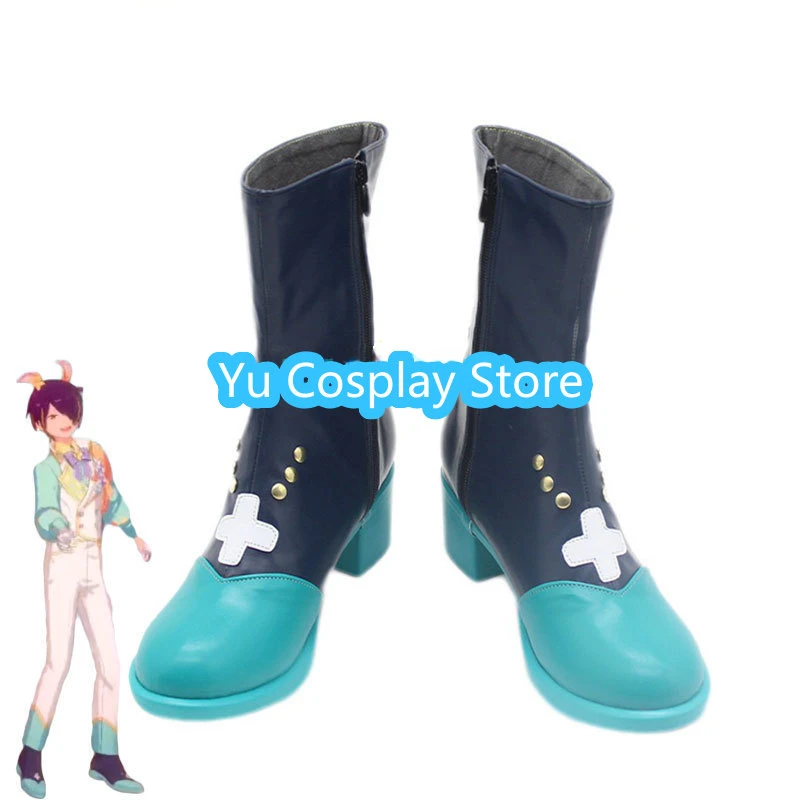 Game Ensemble Stars Puffy Bunny Shinobu Sengoku Cosplay Shoes Halloween Carnival Boots Cosplay Props PU Shoes Custom Made