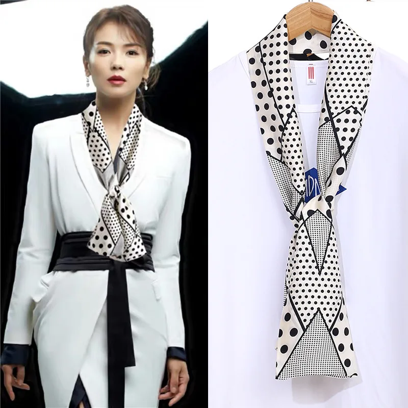 1 قطعة 150x14 سنتيمتر الكورية نمط وشاح حريري ربيع الخريف صغيرة ضيقة طويلة الشعر التعادل مربع وشاح دعوى قميص