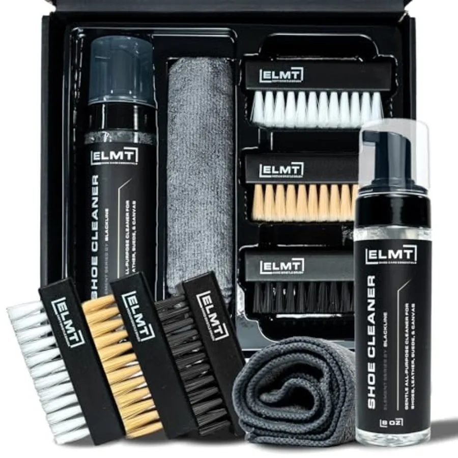 

ELMT Shoe Cleaner Kit Perfect for Sneakers with Canvas Mesh Nubuck Sheepskin Leather and Suede Materials US-Made Safe Formula 1