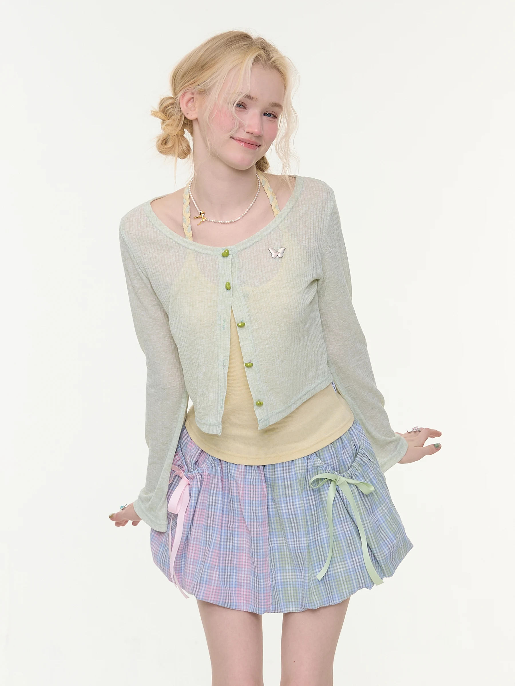 

Женский приталенный вязаный кардиган ZiziFei с рукавами-колокол, весна-лето, с открытым передом, винтажный стиль, полиэстер