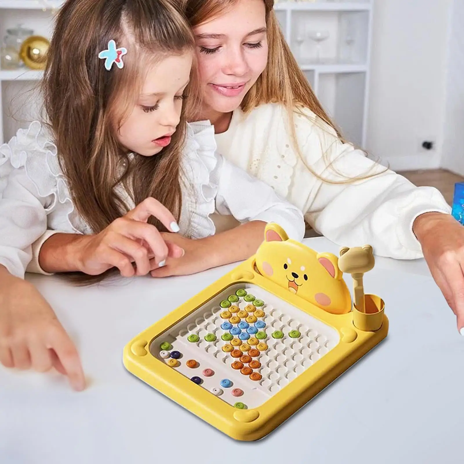 Kids Magnetic Beads Doodle Board with Puzzle Pen Drawing Toys for Children 2-6 yearsMontessori Game Education Gift