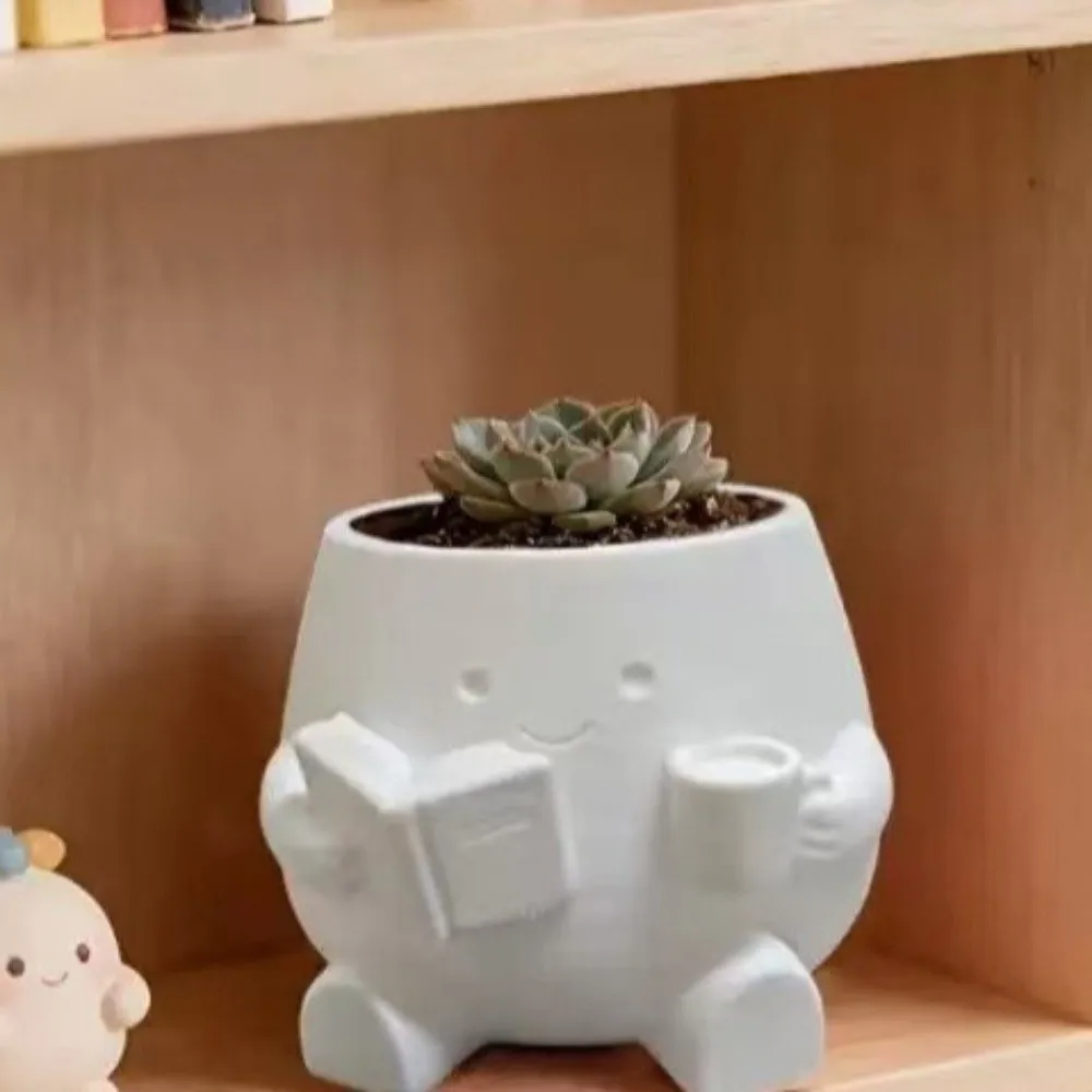 Novelty Mini Size Plant Pot 3d Printed Stylish Design Flowerpot Ornaments Holder Head Planter Garden Display JJ2456  CX