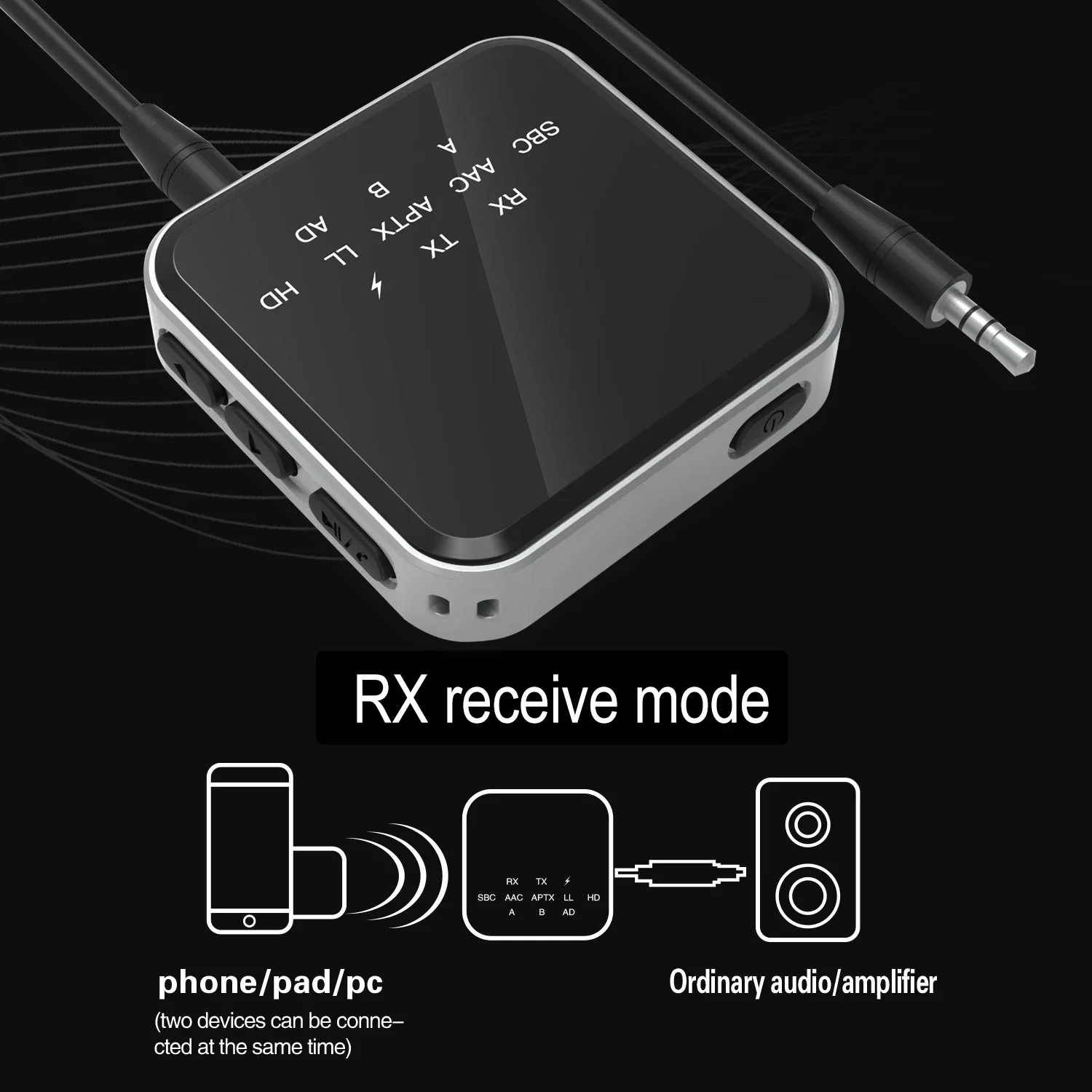 Bluetooth Receiver Transmitter BT 5.2 Aptx HD LL Adaptive RCA 3.5mm Jack AUX Wireless Audio Adapter Handsfree Call For TV Car PC