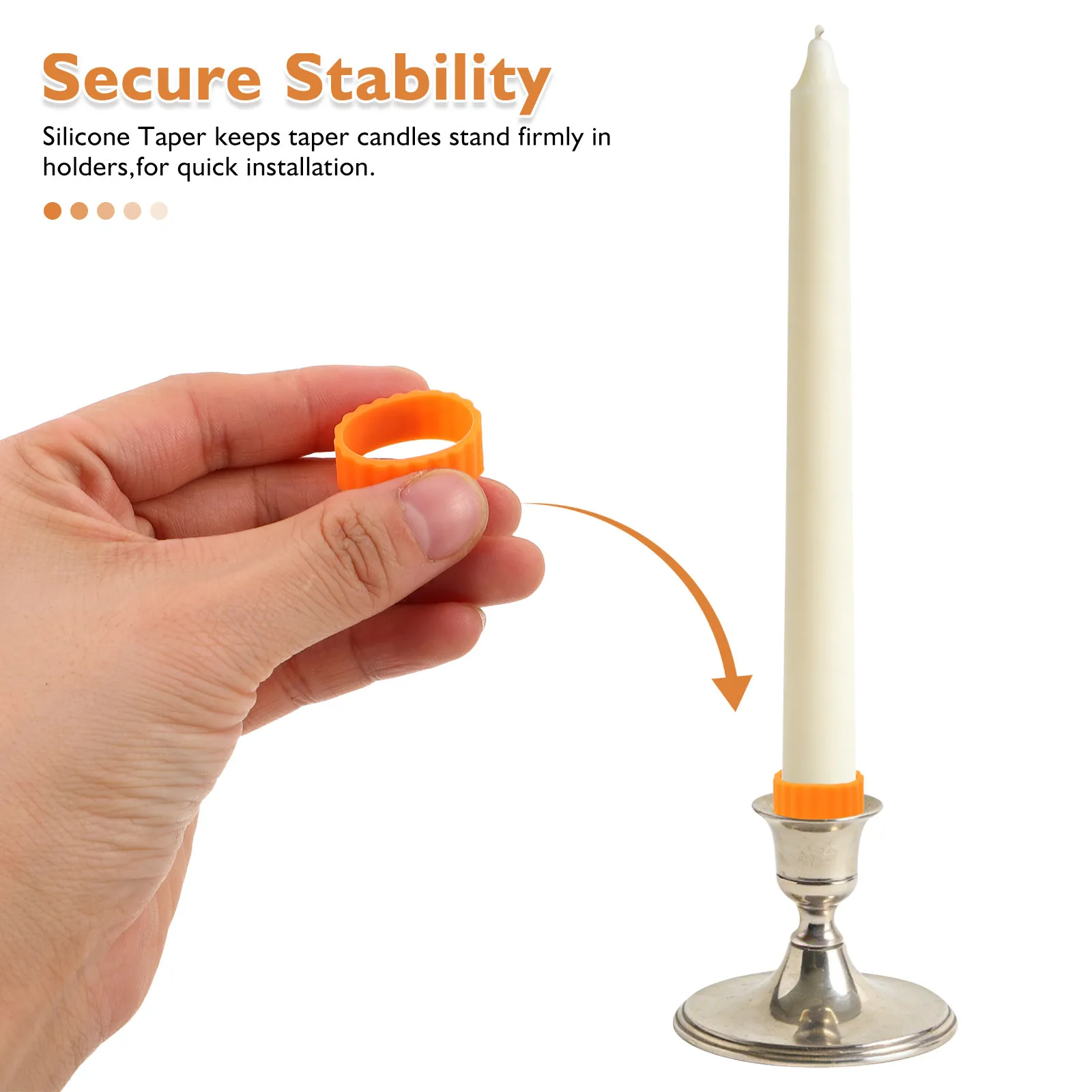 20Pcs Silicone Hugger Rings for Taper Candles 0.75 Inch Inserts Secure Upright Burning Banquet Outdoor Party