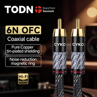 CYKO Hifi 6N OFC 75Ω high end Rca to Rca Male Stereo RCA coaxial audio Cable Gold-plated RCA Plug for mixer TV power amplifier