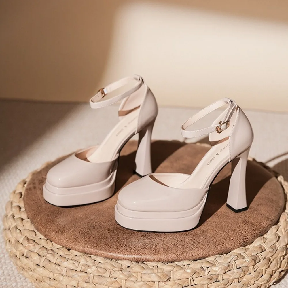 Mary Jane High Heels Women's Wedding Shoes Waterproof Table Sexy Super High Heel Bag Head Women's Shoes Hollow Dress High Heels
