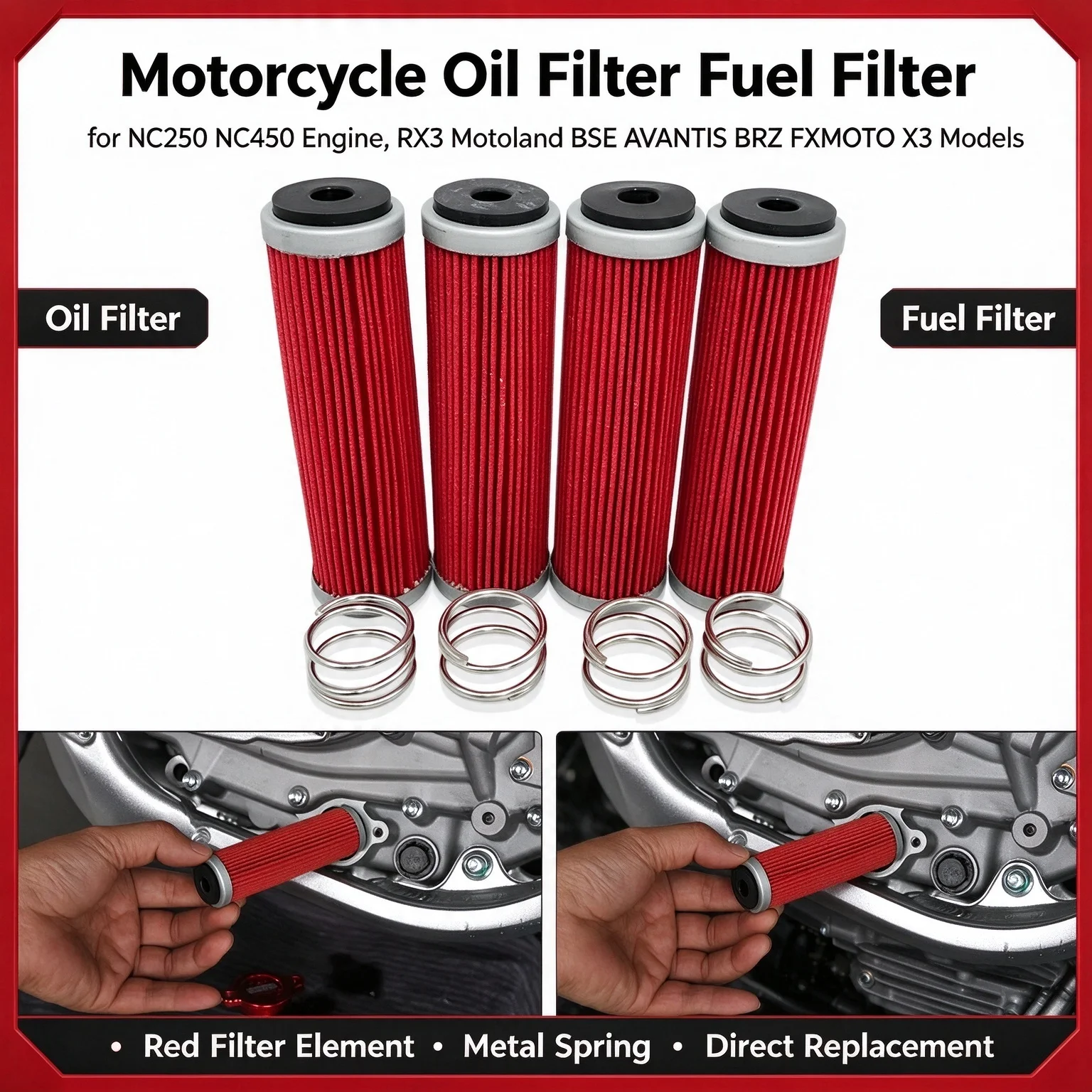 Motorcycle Accessories Oil Filter Fuel Filters For ZONGSHEN NC250 NC450 Engine KAYO RX3 Motoland BSE AVANTIS BRZ FXMOTO X3