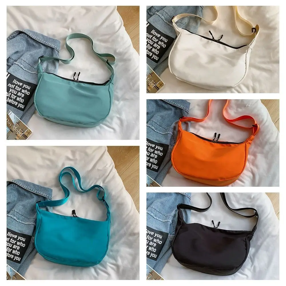 Korean Style Nylon Shoulder Bag Double Zipper Underarm Canvas Cloth Handbag Rectangle Chest Bag Casual Crossbody Bag Sport